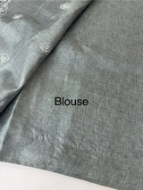 Soft crepe tussar silk saree with embroidery and cutwork on pallu MSH207 Grey