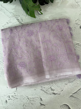 Moonga checks saree with embroidery MSH219 DustyLavender