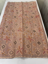 Moonga checks saree with prints and embroidery MSH154- DuskyPeach