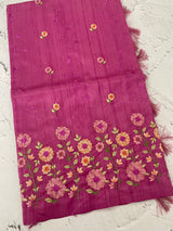 Art tussar saree with embroidery MST677