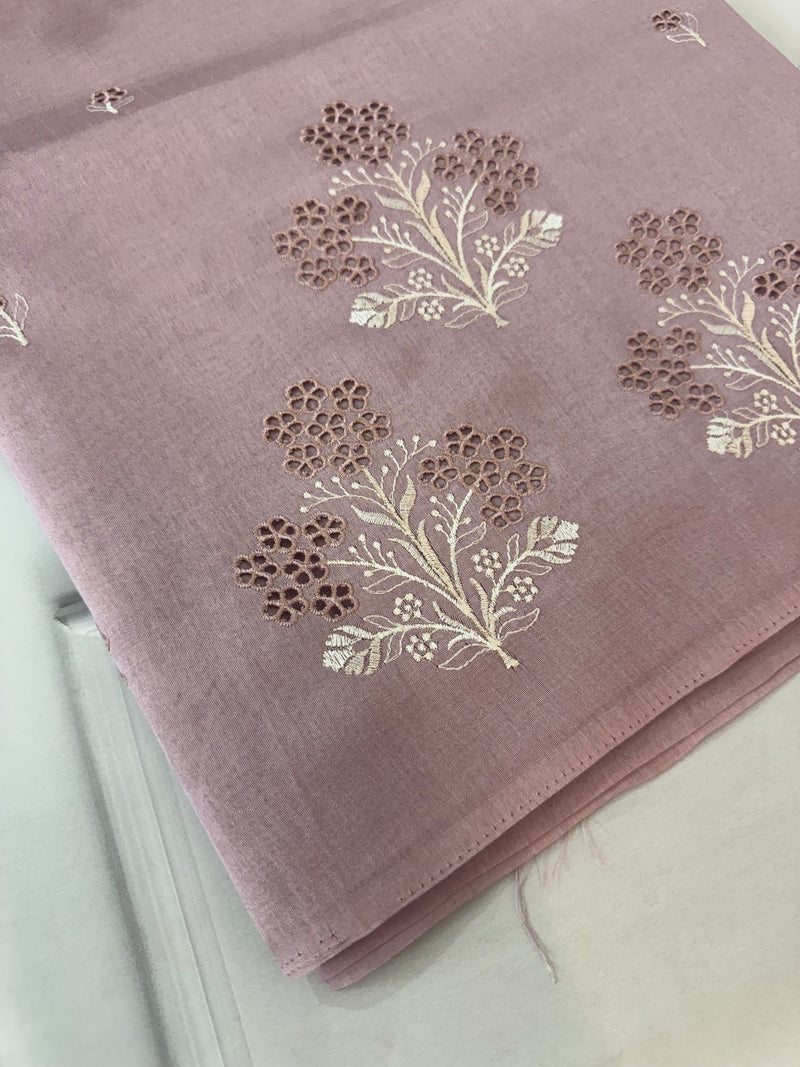 Cutwork blended tussar saree SJCV42 PastelMauve