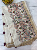 Handworked Blended tussar silk saree MS90543