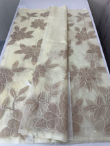 Soft organza saree with tissue appliqué work - MSH916 Ivory