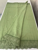 Soft crushed chanderi crepe silk saree with lace borders MLS466