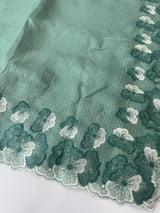 Silky kota saree with embriodery borders MS16372 JadeGreen