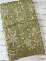 Tissue Silk applique work saree MSH133 Design 2- LightGreen