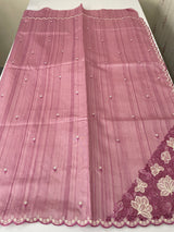 Cutwork Semi tussar saree MTSS674 OnionPink