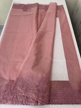 Semi Organza saree with applique and sequence borders - MCW699 OnionPink