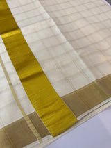 Kerala golden cotton saree - big checks