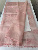 Tissue Organza saree with embroidery - MSH5509 Pastel PeachPink