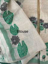 Jamdani silk Cotton Saree with lotus motifs MSJ790 (4)