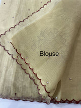 Copper Tissue silk saree with applique work MSH252