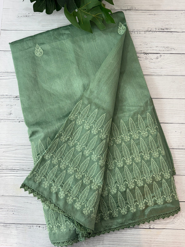 Art silk saree with embroidery SVTS26 DuskyGreen