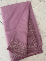 Soft Organza saree with cutwork borders and sequins work - MOS4551