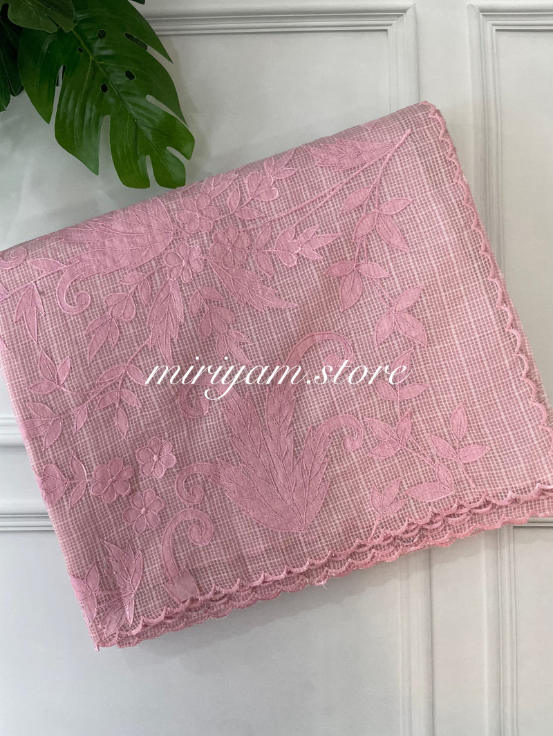 Kota silk saree with applique work MKAS28 Pastel Pink