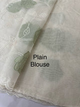 Mul chanderi applique work saree MS5589- Offwhite