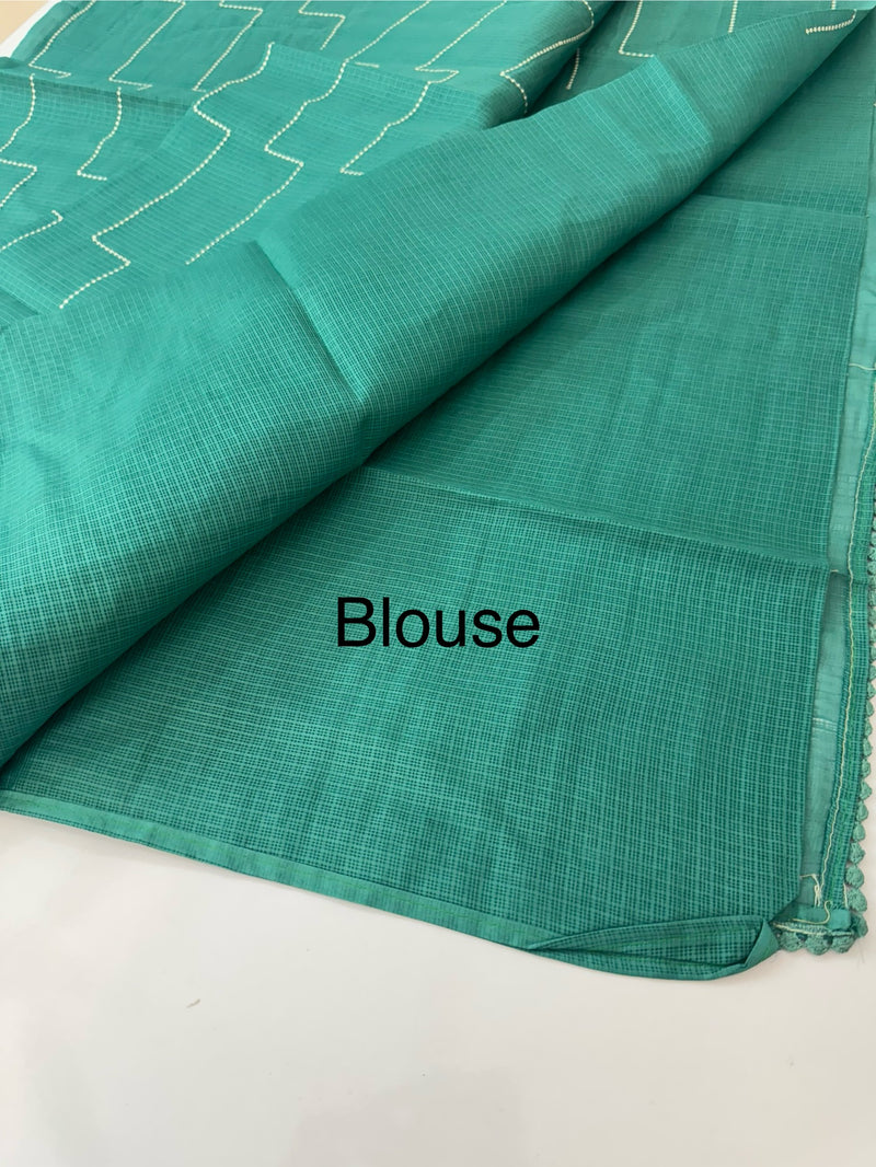 Soft kota silk saree with embriodery MS14809- BluishGreen