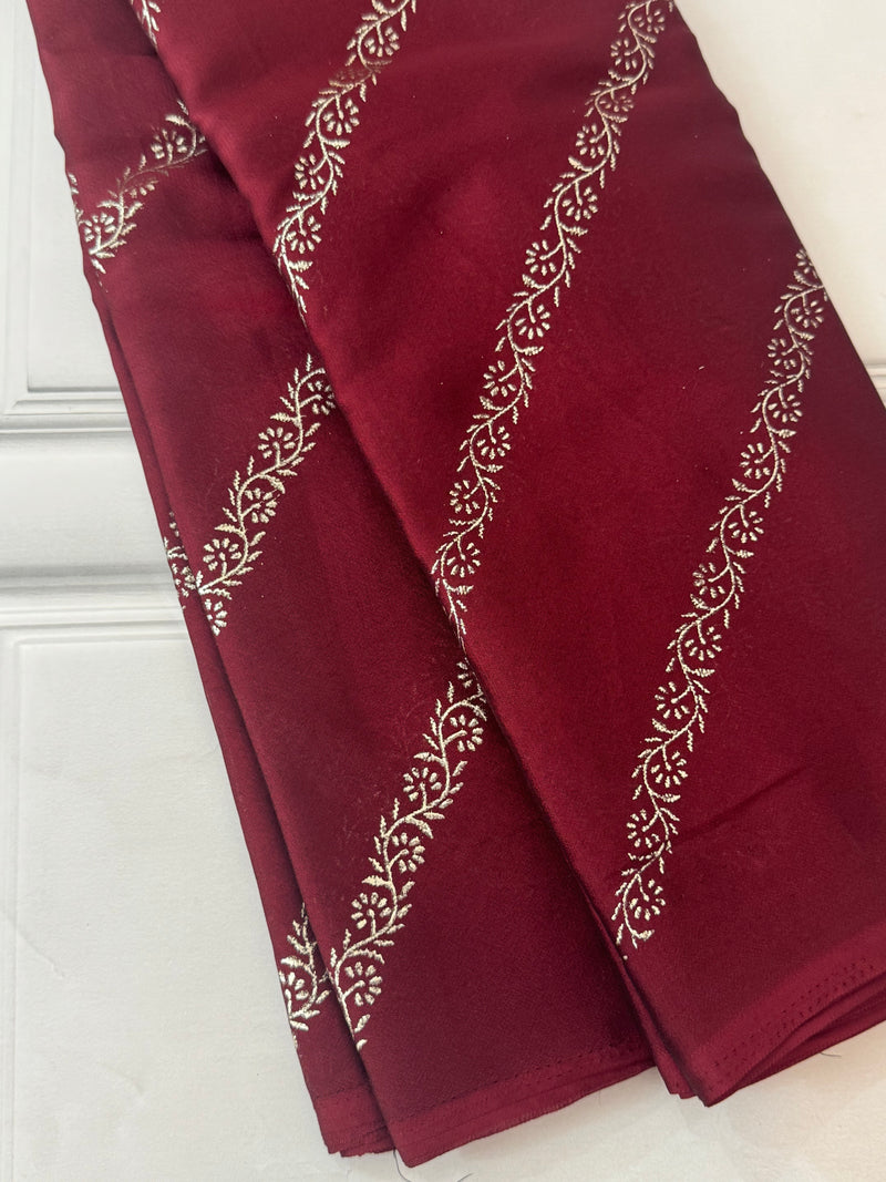 Georgette saree with foil prints MS1212- Maroon