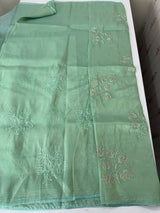 Soft Crush Organza Applique work saree with tissue applique work MS14978 CyanBlue