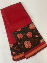 Soft semi Chanderi saree with zari border MS9871 Maroon & Black
