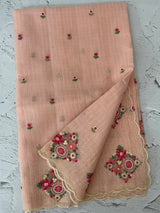 Premium Soft kota silk saree with embroidery MSS678- PastelPeach