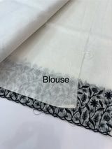 Kota silk saree with embroidery MSB643 White & Black