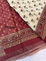 Semi Chanderi saree with hand kanta embroidery MS9899