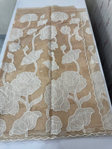 Semi organza saree with appliqué work - MSH906 PastelPeach