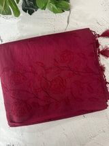 Mul chanderi saree with applique work MSH179 Burgundy