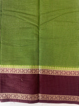 Semi silk saree with checks zari weaving  MS81543 : Green to Wine