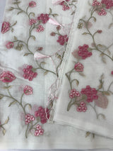 White Supernet saree with embroidery MSH153