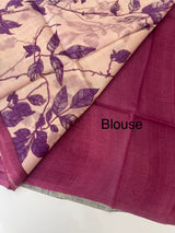 Pure printed tussar silk saree with blouse- MTSB7