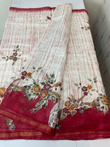 Semi tussar saree with hand painting, kanta embroidery and Pita work MS3433