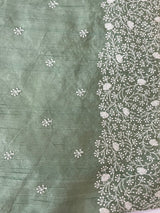 Semi tussar saree with embroidery MST121 - PastelGreen