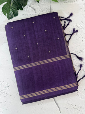 Tussar mix soft silk saree with Retta pettu borders - MST988 Purple