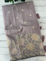 Applique and embroidery work 
 Kota Silk saree MSH118- DuskyLavender