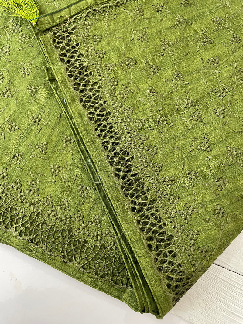 Cutwork Blended Jute - tussar saree MTS9079