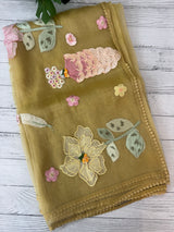 Tissue organza saree with thread pollen work MS15209