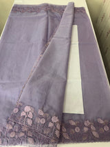 Soft Organza saree with embroidery borders - MCW786 Dusty GreyishBlue