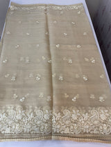 Tissue Organza saree with embroidery work MS14791 Beige