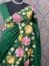 Blended tussar silk saree with embroidery - MS78911