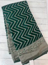 Semi Banarasi Georgette saree MKGS721 BottleGreen