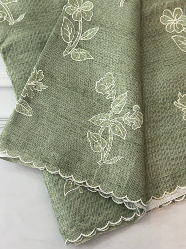 Soft kota silk saree with embroidery and scalloped border MS14983