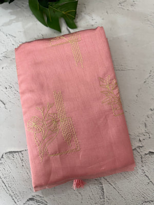 Tussar finish soft silk saree with thread embroidery MTS568 PeachPink