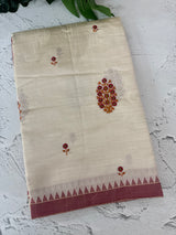Blended tussar saree with cross embriodery - MSH1456