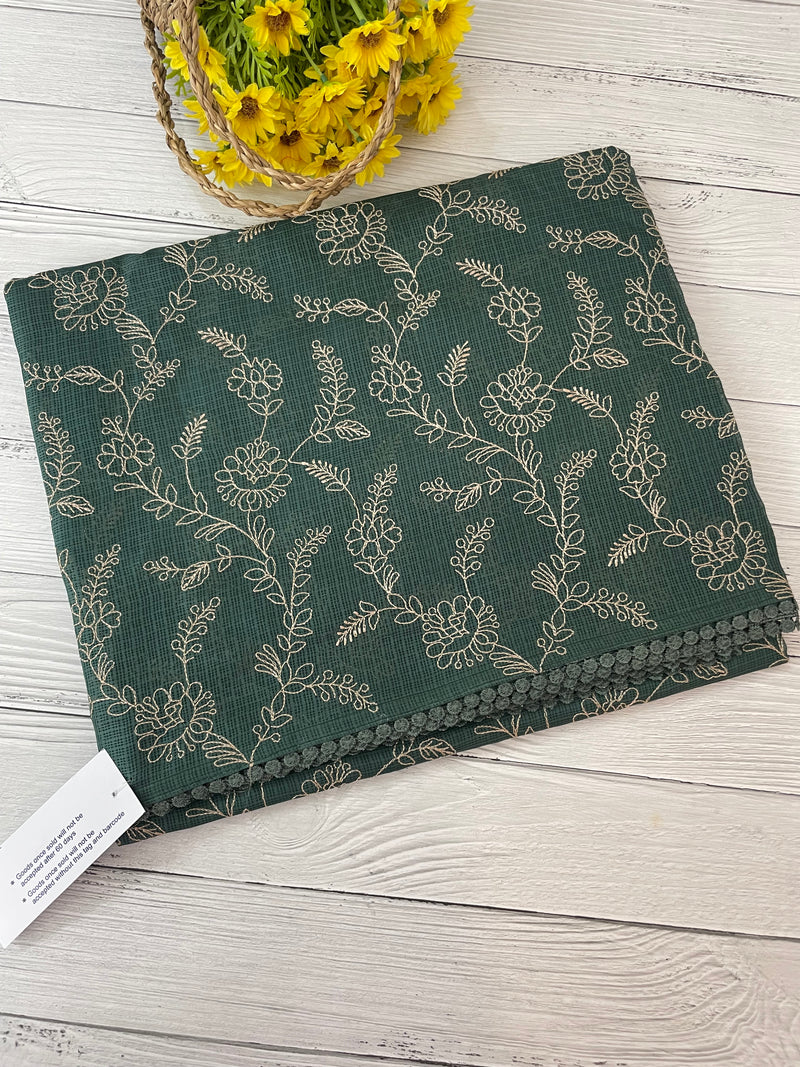 Soft kota silk saree with embriodery MS14808- Green