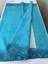 Organza saree with cutwork borders - MSH005- Blue