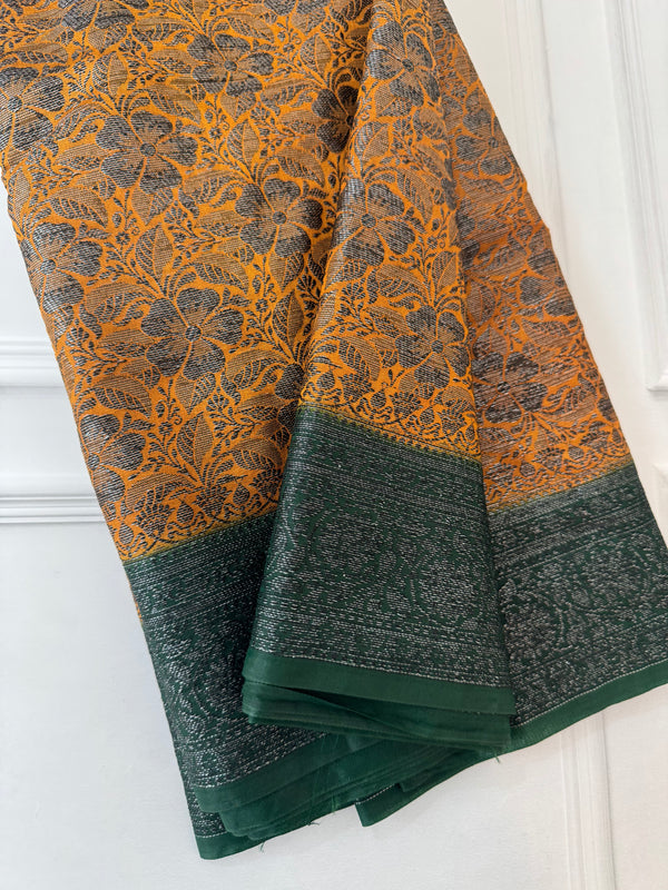 Semi banarasi weaving saree MBS962 Mustard to Green