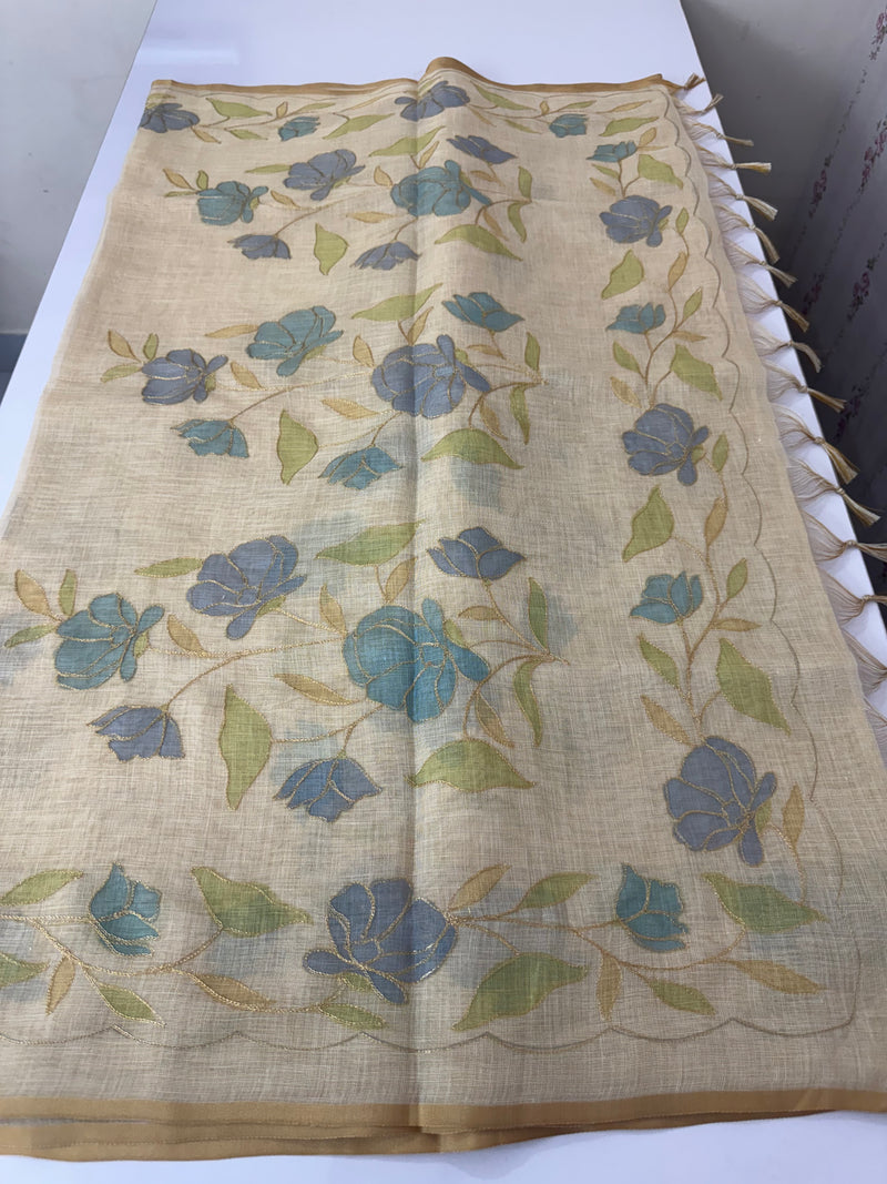 Tissue linen saree MS88651