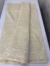 Moonga checks saree with embroidery MSH165 Ivory